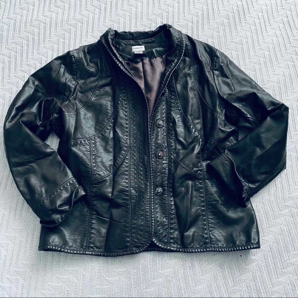 Chico’s brown faux leather jacket